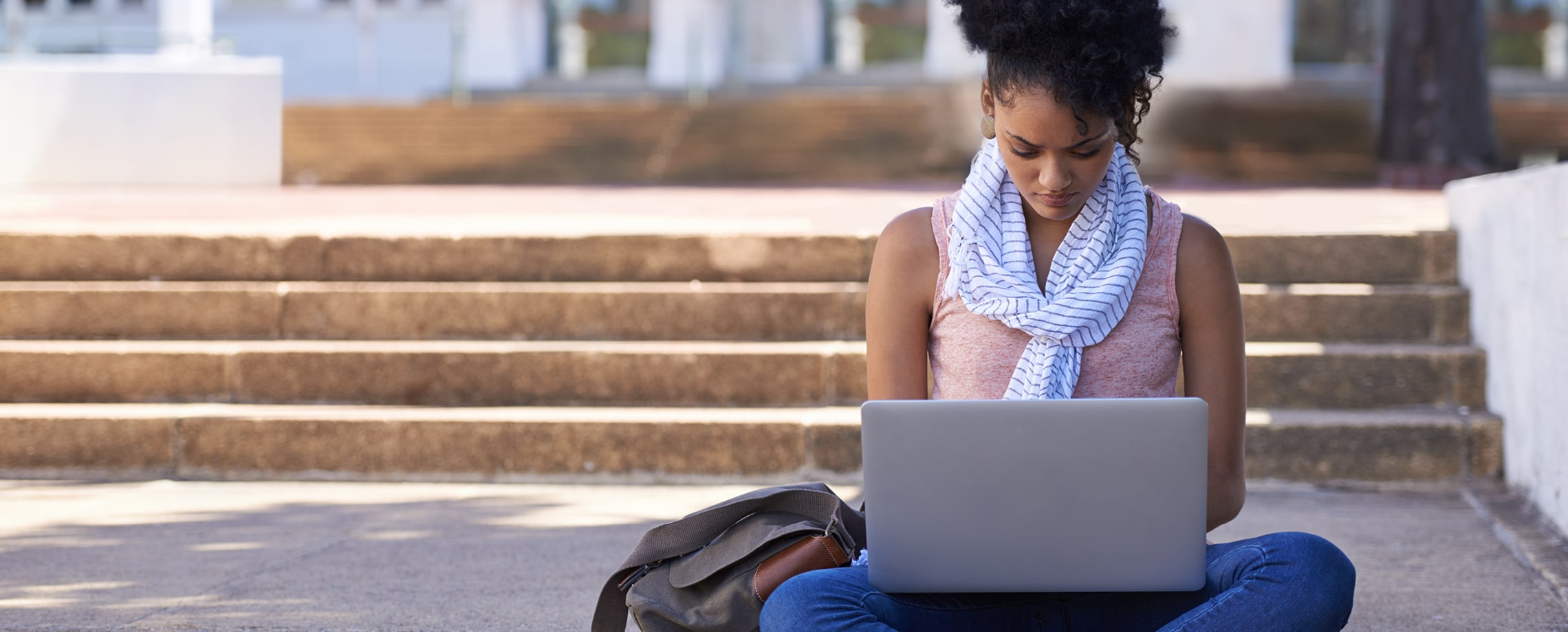 college student on laptop