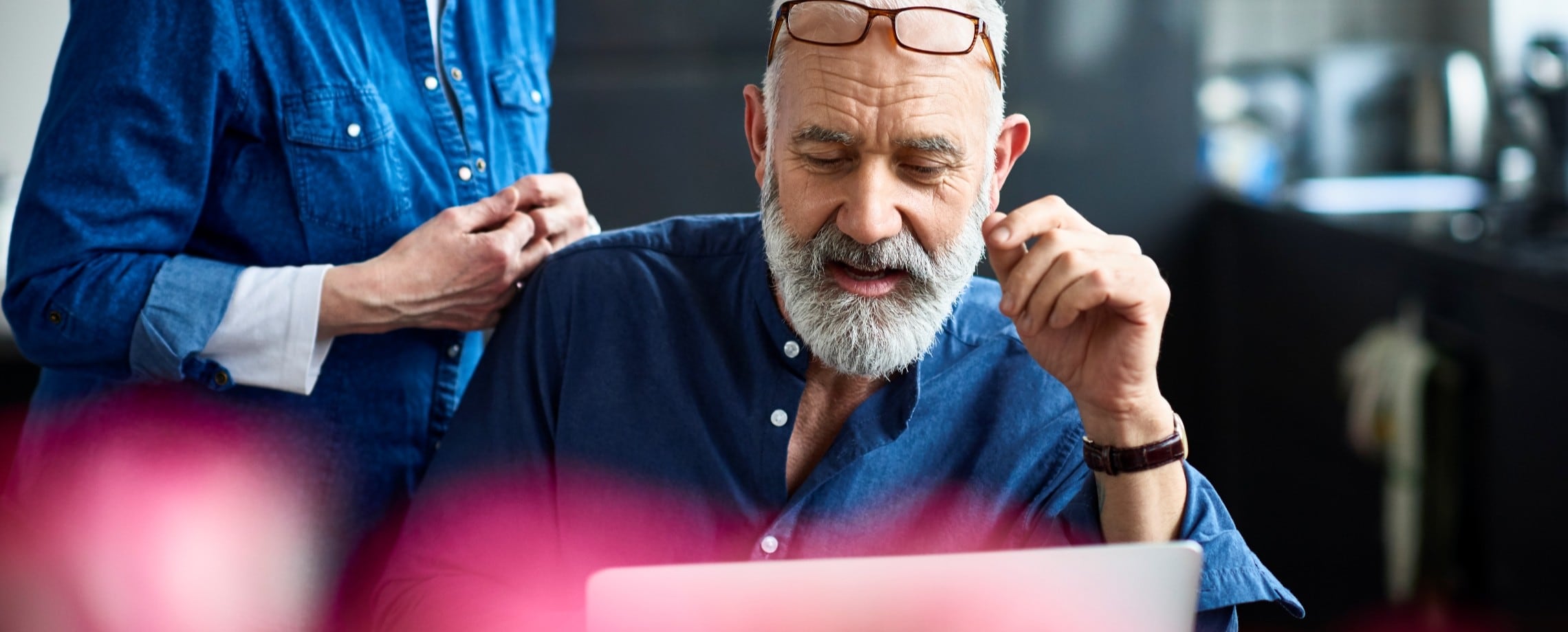 retired gentleman on computer