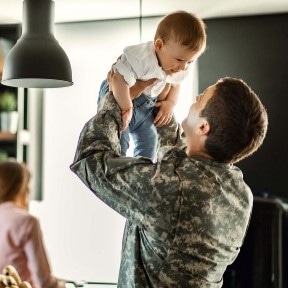 soldier with child