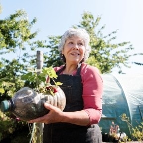 Senior woman gardening.