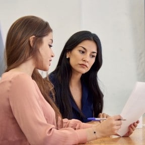 Woman meeting with financial professional.