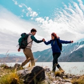 Young adults hiking