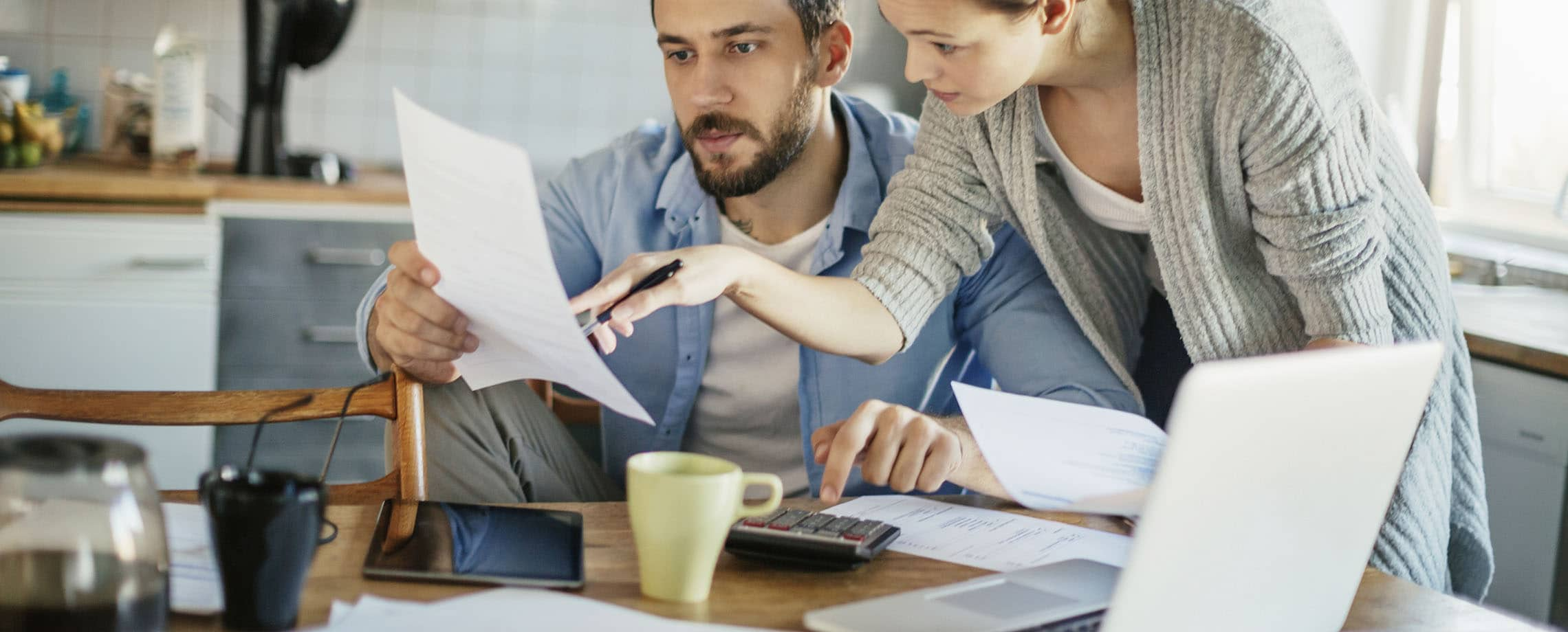 Couple reviewing their finances