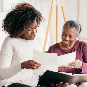 Mother and daughter reading form