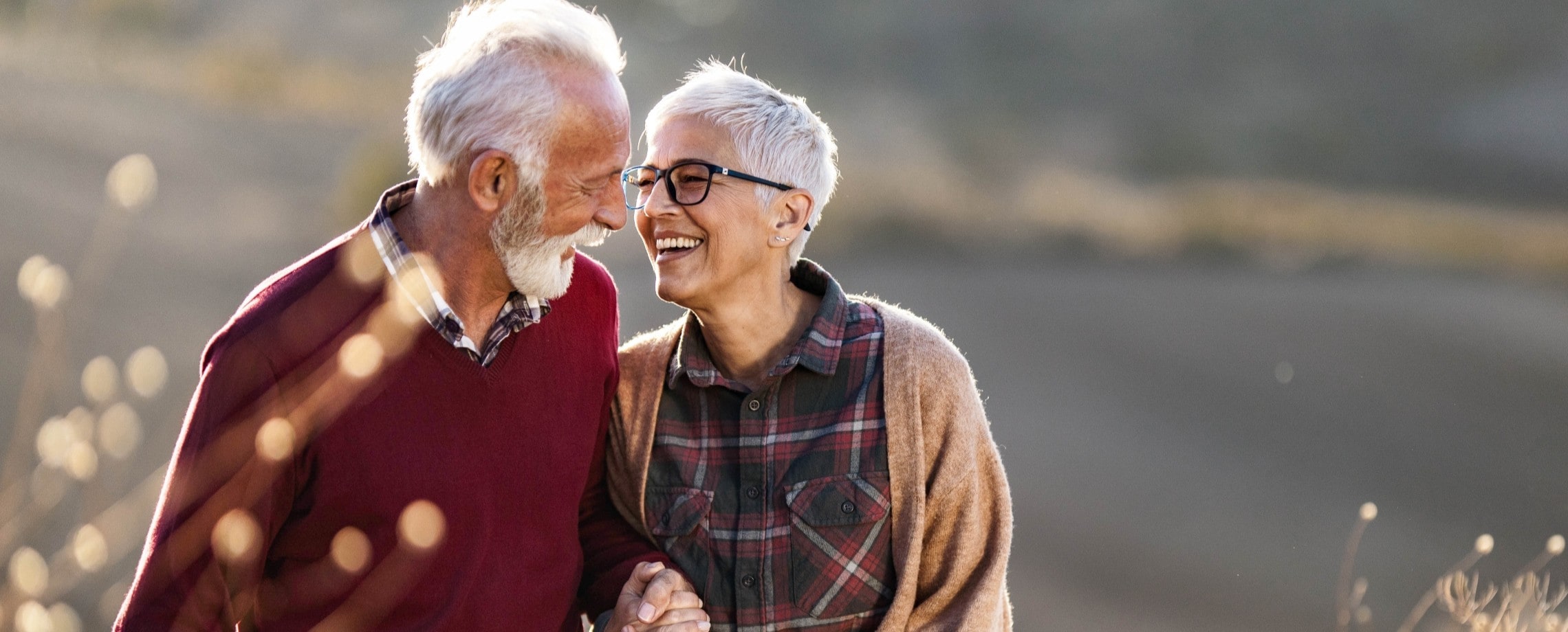 happy senior couple in autumn