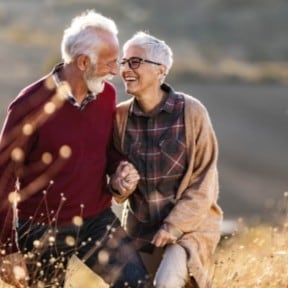 happy senior couple in autumn