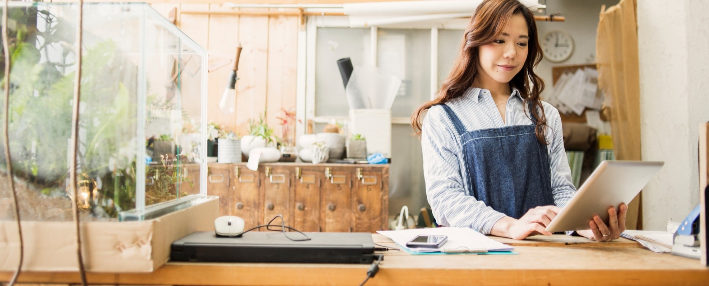 business owner researching 
