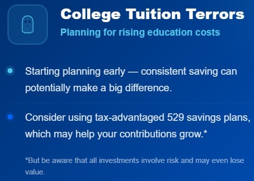 Graphic about saving for college tuition.