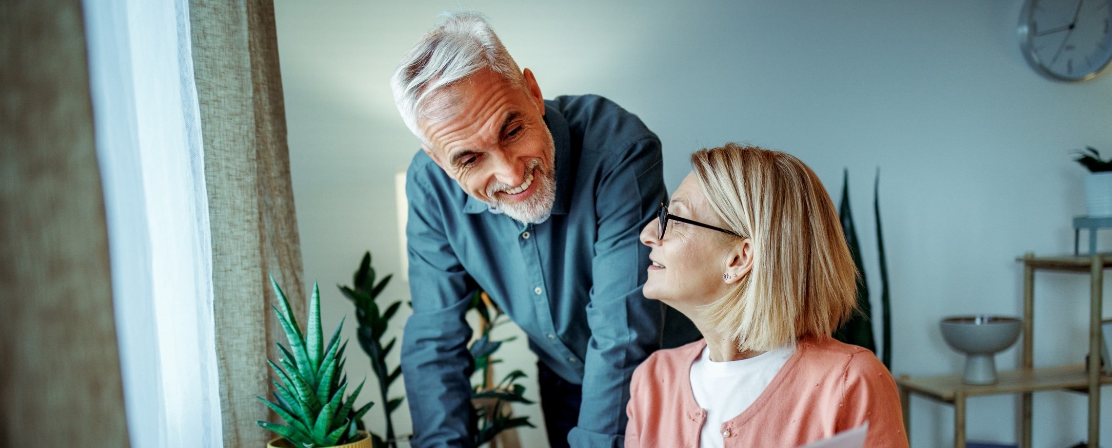 Older couple talking.