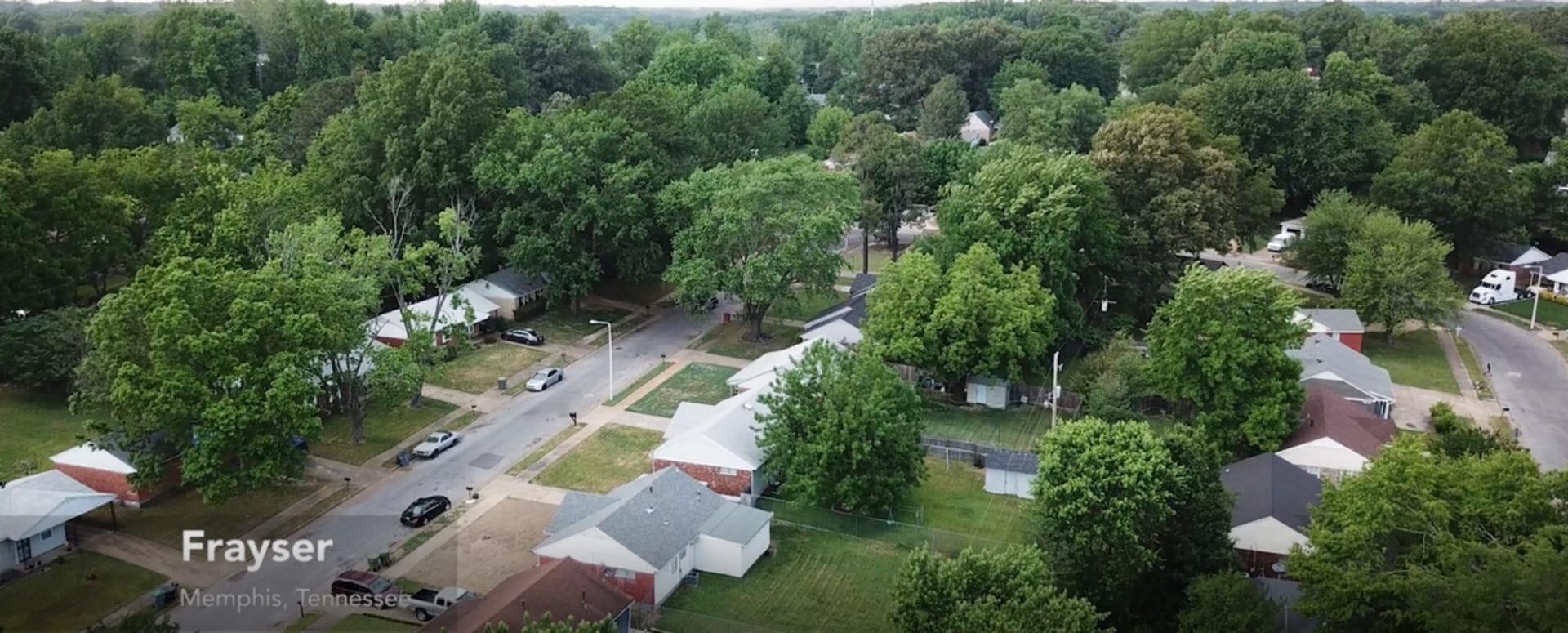 Aerial view of Frayser, a neighborhood in Memphis Tennessee