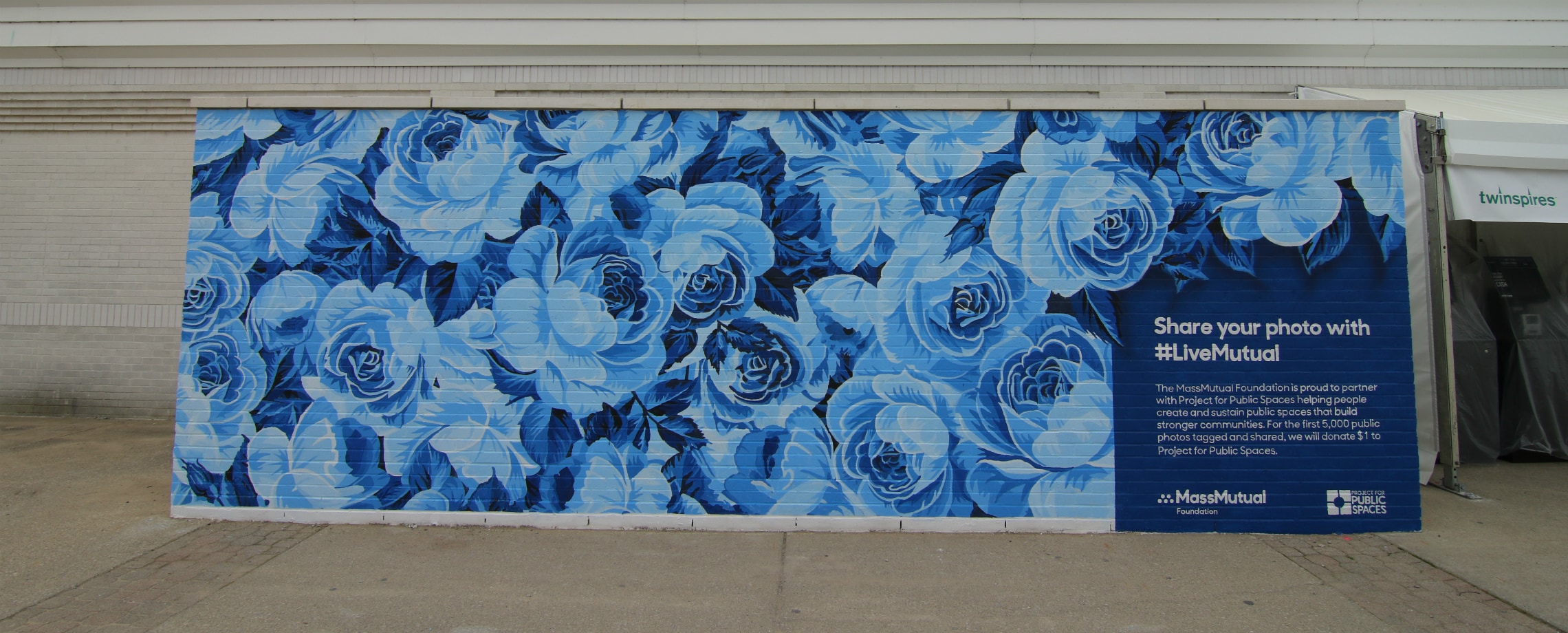 MassMutual Foundation mural of blue roses