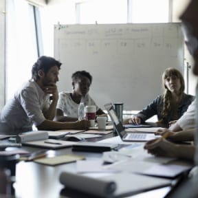 Diverse office workers in a meeting