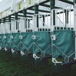Empty starting gate at a horse racing track