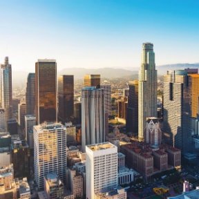 Arial view of city buildings