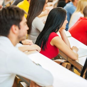 Students in a university classroom
